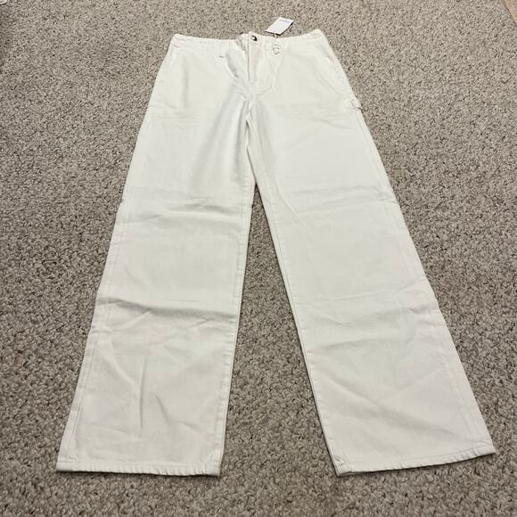 NWT Alexa Chung for Madewell Workwear Jeans Sz 26 True White Utility Denim - Picture 1 of 7
